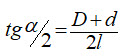فرمول محاسبه  انحراف خط کش راهنما بر حسب درجه